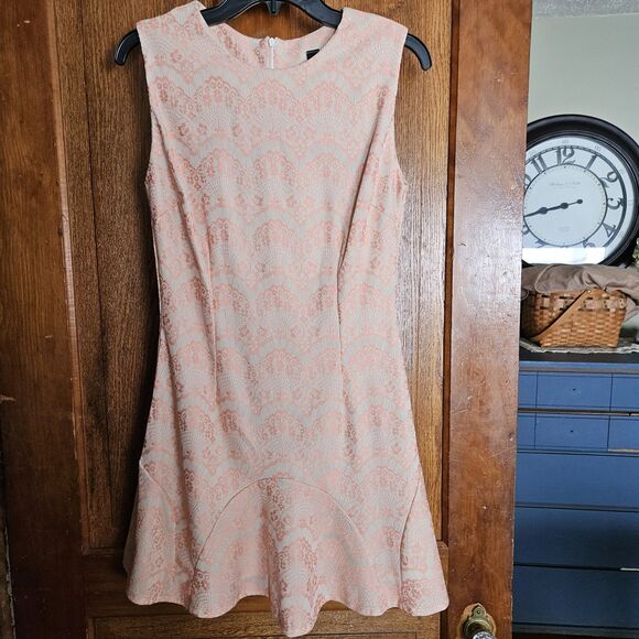 Windsor JR Women’s Light Pink Floral Lace Sleeveless Ruffle-Hem Dress Size Large - Picture 8 of 8
